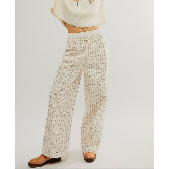 NWT DAMSON MADDER Goodnature Rafe Jeans White Floral Stripe Size UK 14 US 10 - Picture 1 of 5